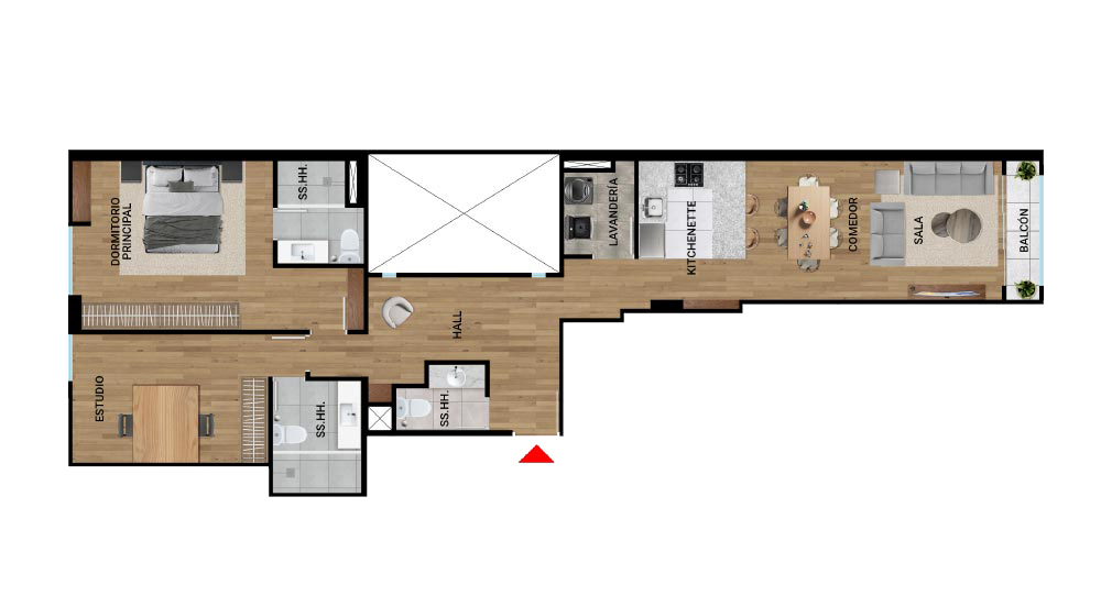 Dpto. 303 - 2 ambientes 94.80 m2